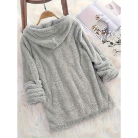 I'm Cold Letter Print Fuzzy Hoodie, Casual Long Sleeve Oversized Sweatshirt, Women's Clothing I'm Cold Letter Print Fuzzy Hoodie, Casual Long Sleeve Oversized Sweatshirt, Women's Clothing