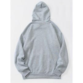 Letter Print Kangaroo Pocket Hoodie, Casual Long Sleeve Drawstring Hoodies Sweatshirt, Women's Clothing