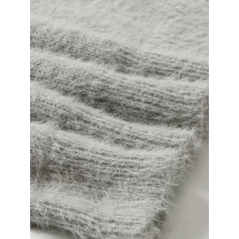 Off Shoulder Fuzzy Dress, Casual Long Sleeve Bodycon Dress, Women's Clothing