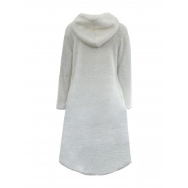 Teddy Hooded Dress, Casual Long Sleeve Winter Warm Dress, Women's Clothing Teddy Hooded Dress, Casual Long Sleeve Winter Warm Dress, Women's Clothing