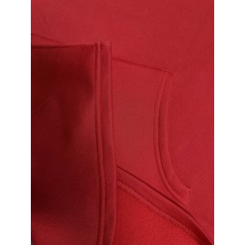 Solid Drawstring Pocket Hooded Dress, Casual Long Sleeve Dress For Spring & Fall, Women's Clothing Solid Drawstring Pocket Hooded Dress, Casual Long Sleeve Dress For Spring & Fall, Women's Clothing