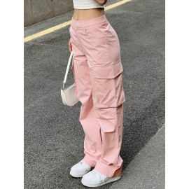 Flap Pockets Cargo Pants, Y2K Pants For Spring & Summer, Women's Clothing